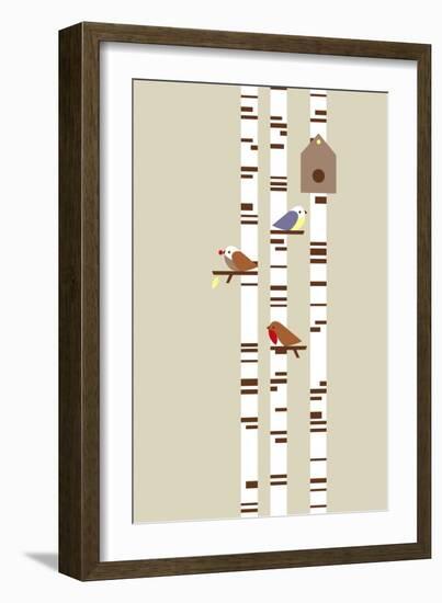 Silver Birch-Dicky Bird-Framed Giclee Print