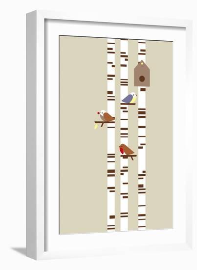 Silver Birch-Dicky Bird-Framed Giclee Print