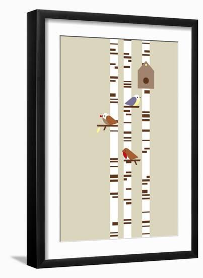 Silver Birch-Dicky Bird-Framed Premium Giclee Print