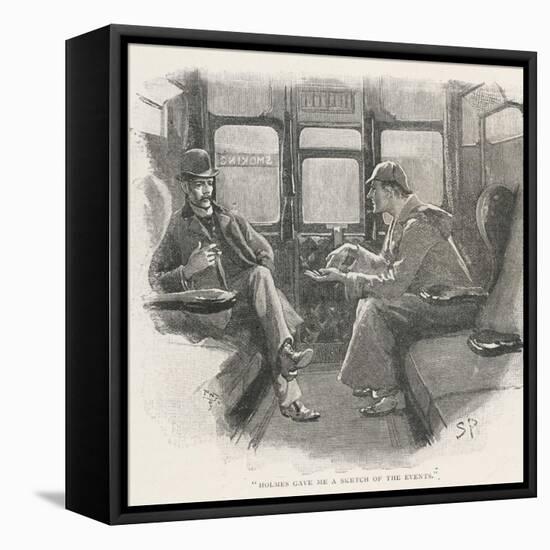 Silver Blaze Holmes and Watson in a Railway Compartment-Sidney Paget-Framed Stretched Canvas