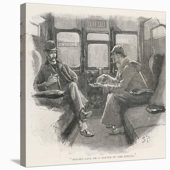 Silver Blaze Holmes and Watson in a Railway Compartment-Sidney Paget-Stretched Canvas