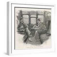 Silver Blaze Holmes and Watson in a Railway Compartment-Sidney Paget-Framed Photographic Print