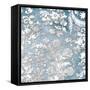 Silver Blue Floral Stamp-Jace Grey-Framed Stretched Canvas