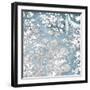 Silver Blue Floral Stamp-Jace Grey-Framed Art Print