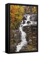 Silver Cascade and fall colors, Crawford Notch State Park, New Hampshire-Adam Jones-Framed Stretched Canvas