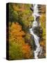 Silver Cascade Waterfall in White Mountains in Autumn, Crawford Notch State Park, New Hampshire-Jerry & Marcy Monkman-Stretched Canvas