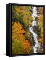 Silver Cascade Waterfall in White Mountains in Autumn, Crawford Notch State Park, New Hampshire-Jerry & Marcy Monkman-Framed Stretched Canvas