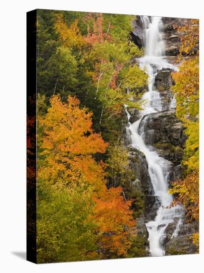 Silver Cascade Waterfall in White Mountains in Autumn, Crawford Notch State Park, New Hampshire-Jerry & Marcy Monkman-Stretched Canvas