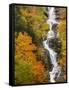 Silver Cascade Waterfall in White Mountains in Autumn, Crawford Notch State Park, New Hampshire-Jerry & Marcy Monkman-Framed Stretched Canvas