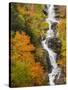 Silver Cascade Waterfall in White Mountains in Autumn, Crawford Notch State Park, New Hampshire-Jerry & Marcy Monkman-Stretched Canvas