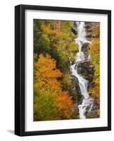 Silver Cascade Waterfall in White Mountains in Autumn, Crawford Notch State Park, New Hampshire-Jerry & Marcy Monkman-Framed Photographic Print