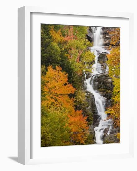 Silver Cascade Waterfall in White Mountains in Autumn, Crawford Notch State Park, New Hampshire-Jerry & Marcy Monkman-Framed Photographic Print