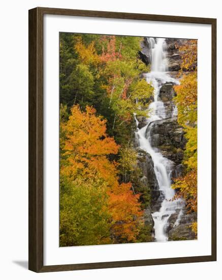 Silver Cascade Waterfall in White Mountains in Autumn, Crawford Notch State Park, New Hampshire-Jerry & Marcy Monkman-Framed Photographic Print