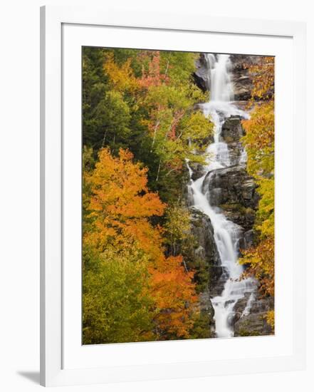 Silver Cascade Waterfall in White Mountains in Autumn, Crawford Notch State Park, New Hampshire-Jerry & Marcy Monkman-Framed Photographic Print