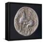 Silver Celtic Tetradrachm of Celts of Danube, Back Side Depicting Horseman-null-Framed Stretched Canvas