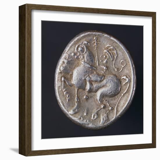 Silver Celtic Tetradrachm of Celts of Danube, Back Side Depicting Horseman-null-Framed Giclee Print