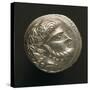 Silver Celtic Tetradrachm of Celts of Danube, Front Side Depicting Bearded Man's Profile-null-Stretched Canvas