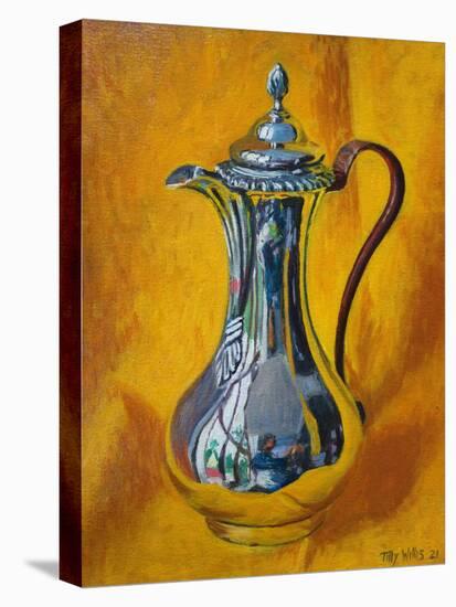 Silver Coffee Pot 2021 (oil)-Tilly Willis-Stretched Canvas