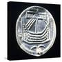 Silver Coin Bearing Image of Drakkar Boat, Minted in Hedeby, Denmark, Viking Coins, 10th Century-null-Stretched Canvas