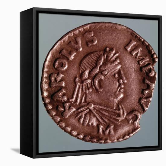 Silver Denarius Depicting Charlemagne, Recto Imperial Coins, 9th Century-null-Framed Stretched Canvas