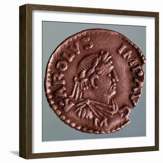 Silver Denarius Depicting Charlemagne, Recto Imperial Coins, 9th Century-null-Framed Giclee Print