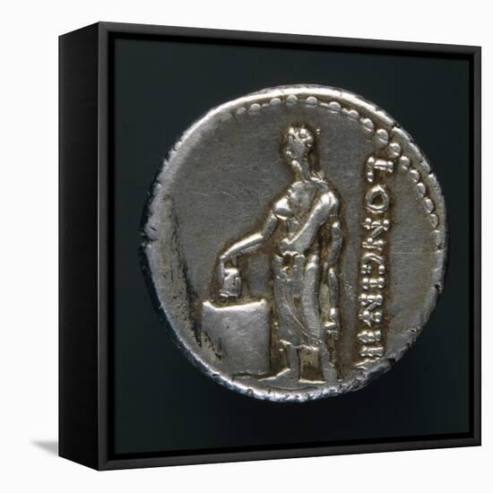 Silver Denarius Depicting Voting Scene, Roman Coins-null-Framed Stretched Canvas