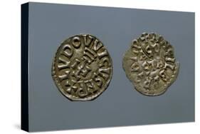 Silver Denarius of Ludwig II and Angilberga, Recto and Verso, with Crosses, Imperial Coins-null-Stretched Canvas