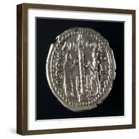 Silver Denarius with Notches, Depicting Two Stipendiary Magistrates, 129 AD, Verso, Roman Coins-null-Framed Giclee Print