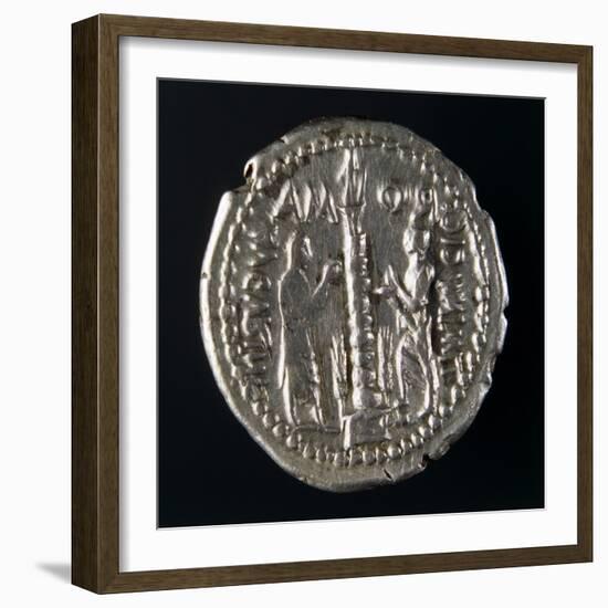 Silver Denarius with Notches, Depicting Two Stipendiary Magistrates, 129 AD, Verso, Roman Coins-null-Framed Giclee Print