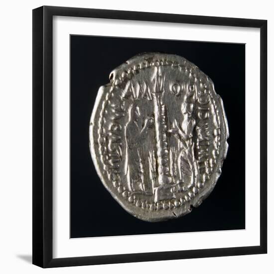 Silver Denarius with Notches, Depicting Two Stipendiary Magistrates, 129 AD, Verso, Roman Coins-null-Framed Giclee Print