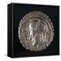 Silver Denarius with Notches from Roman Republic Bearing Head of Goddess-null-Framed Stretched Canvas