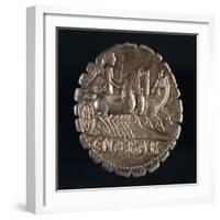 Silver Denarius with Notches from Roman Republic Depicting Chariot, Verso, Roman Coins-null-Framed Giclee Print