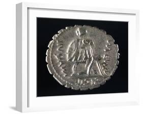 Silver Denarius with Notches from Roman Republic Depicting Man Sitting, Verso, Roman Coins BC-null-Framed Giclee Print