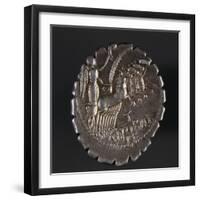 Silver Denarius with Notches from Roman Republic with Chariot, Verso, Roman Coins-null-Framed Giclee Print