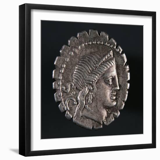 Silver Denarius with Notches from Roman Republic-null-Framed Premium Giclee Print