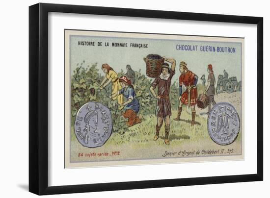 Silver Denier of Childebert II, 575-null-Framed Giclee Print