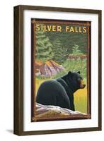 Silver Falls State Park, Oregon - Bear in Forest-Lantern Press-Framed Art Print