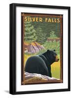 Silver Falls State Park, Oregon - Bear in Forest-Lantern Press-Framed Art Print