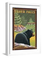 Silver Falls State Park, Oregon - Bear in Forest-Lantern Press-Framed Art Print