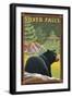 Silver Falls State Park, Oregon - Bear in Forest-Lantern Press-Framed Premium Giclee Print