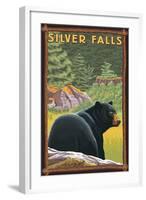 Silver Falls State Park, Oregon - Bear in Forest-Lantern Press-Framed Art Print