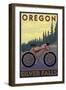 Silver Falls State Park, Oregon - Bicycle Scene-Lantern Press-Framed Art Print