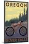 Silver Falls State Park, Oregon - Bicycle Scene-Lantern Press-Mounted Art Print