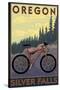 Silver Falls State Park, Oregon - Bicycle Scene-Lantern Press-Stretched Canvas