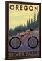 Silver Falls State Park, Oregon - Bicycle Scene-Lantern Press-Framed Art Print
