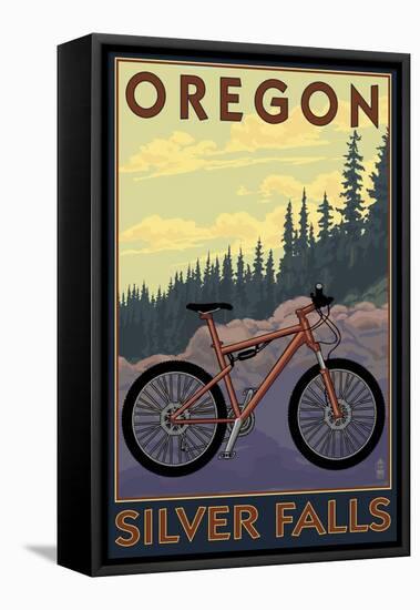 Silver Falls State Park, Oregon - Bicycle Scene-Lantern Press-Framed Stretched Canvas