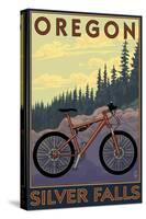 Silver Falls State Park, Oregon - Bicycle Scene-Lantern Press-Stretched Canvas