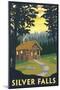 Silver Falls State Park, Oregon - Cabin in Woods-Lantern Press-Mounted Art Print