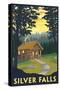 Silver Falls State Park, Oregon - Cabin in Woods-Lantern Press-Stretched Canvas