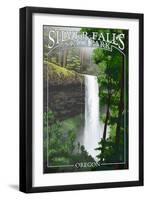 Silver Falls State Park, Oregon - South Falls-Lantern Press-Framed Art Print